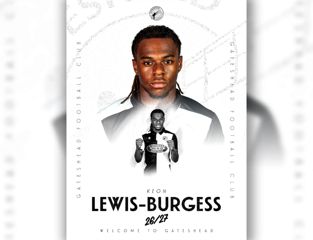 Keon Lewis-Burgess joins Gateshead FC on loan — Gateshead news photo