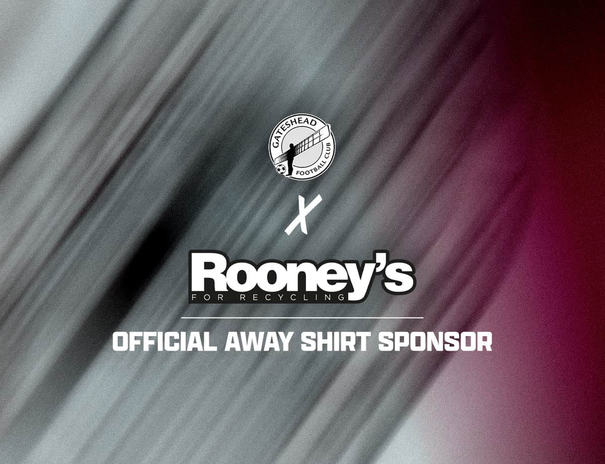 Gateshead FC confirm Rooney’s for Recycling as 2026/27 away shirt sponsor — Gateshead news photo