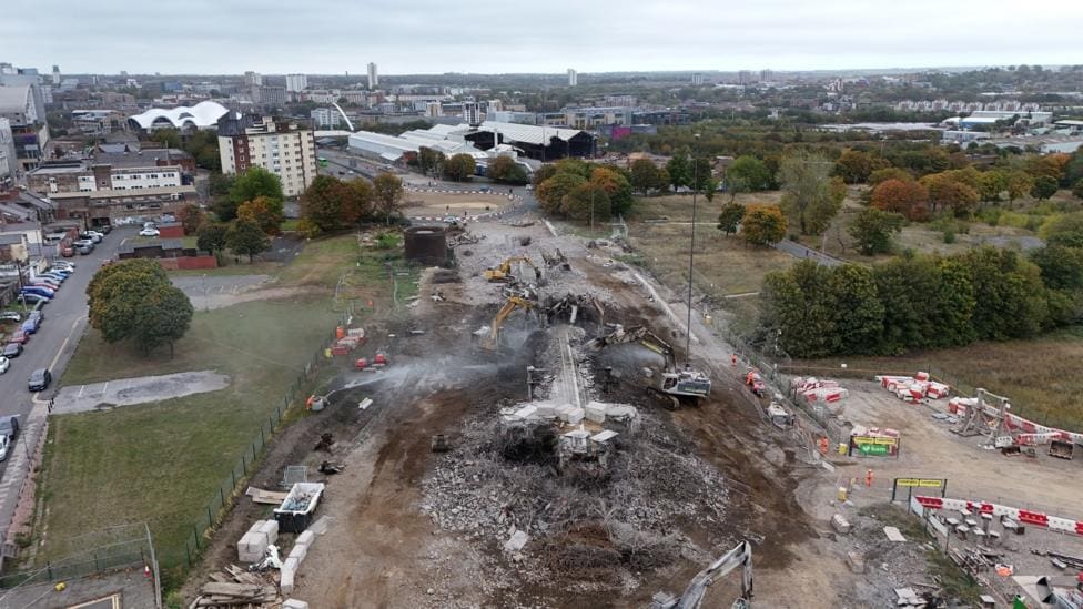 Flyover demolition completed after six months — Gateshead news photo (BBC Tyne & Wear)